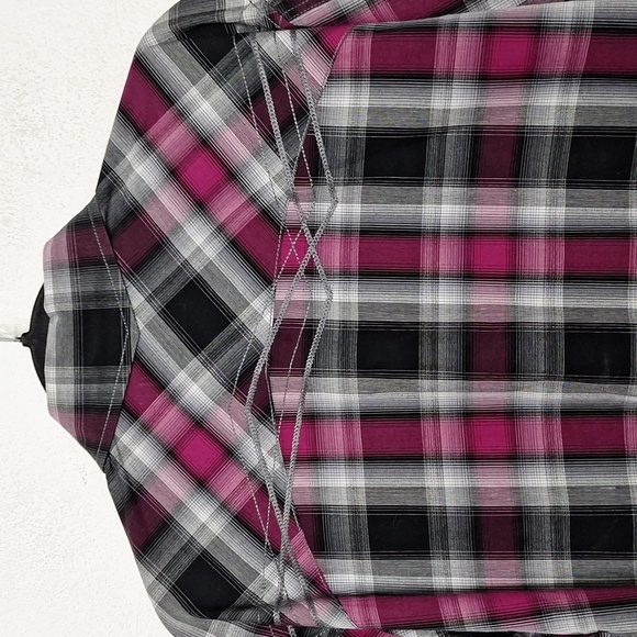 Panhandle Slim Black Gray Purple Plaid Pearl Snap Western Button Down Shirt Sz.L - Picture 8 of 14